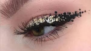 Go Ho Black Face Body Glitter,Halloween Face Paint Glitter Makeup,Holographic Chunky Sequins Glitters for Festival Cosplay SFX Costume,Festival Rave Accessories,Eye Black Glitter Gel