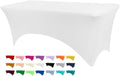 Table Covers for 6 Foot Tables, White Washable and Wrinkle Resistant Stretch Tablecloths Rectangle 6ft for Events, Wedding, Banquets, Parties