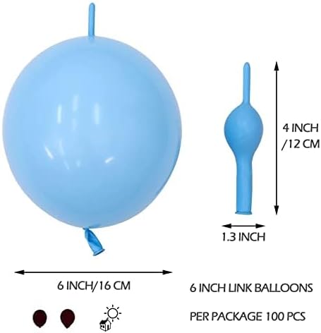 IN-JOOYAA 6 Inch Latex Link Balloons 100 Pcs Quick Link Balloon for Party Decoration(White and Silver)
