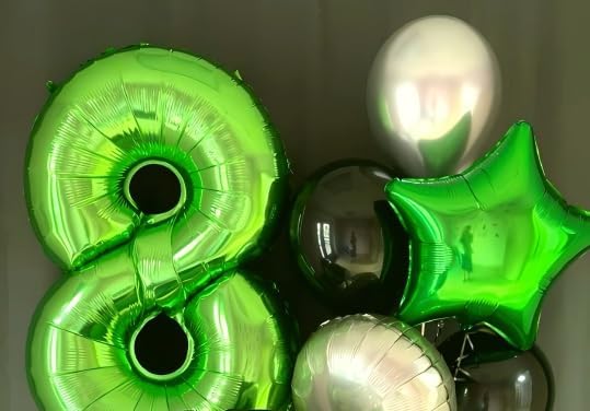 Helium Foil Light Green Number 8 Balloon 40 Inch, Mylar Eight Numbers 8 18 28 38 48 58 80 88 Birthday Balloons, Light Green Women Men Anniversary Graduations Party Supplies