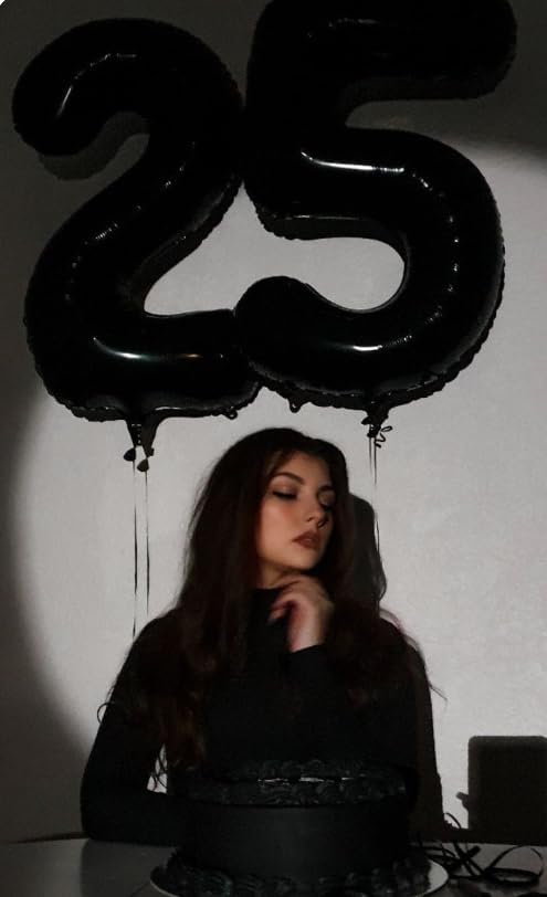 Black 40 Inch Large Number 5 Birthday Balloon, Five 5th 15 25 35 50 55 Birthday Decorations, Foil 5 Mylar Helium Numbers 5 Balloons Girl Boy Anniversary Party Supplies