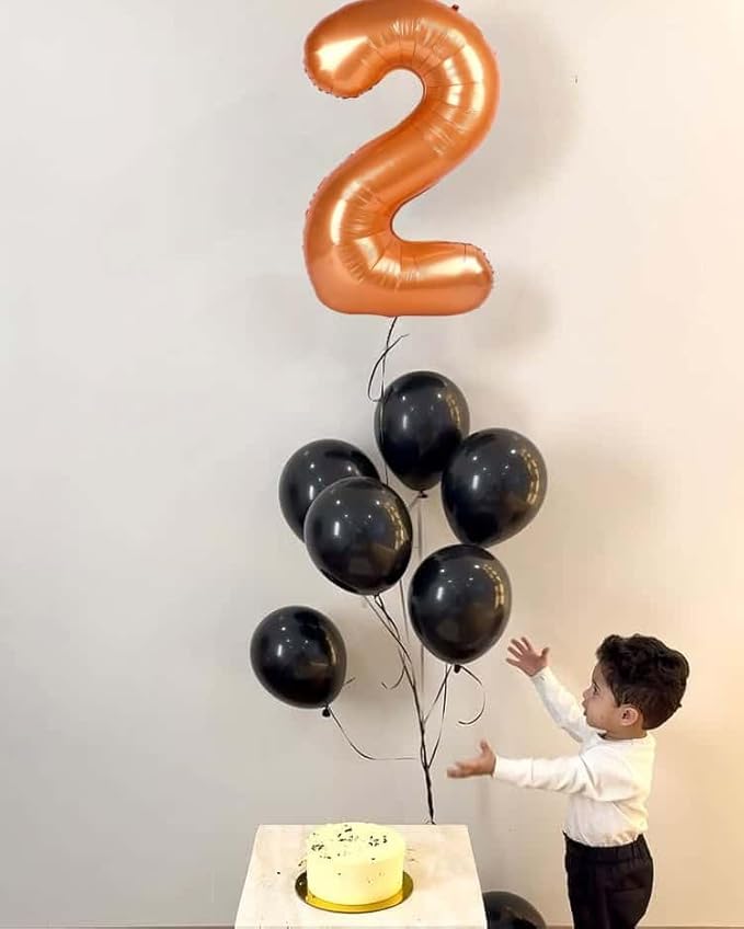Orange Number 2 Balloon 40 Inch, 2nd Birthday Decoration for Toddlers Girls Boys, Sparkling 2 Number Balloon Party Decor