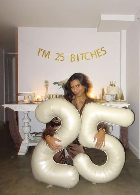 Big Cream White 2 Number Balloon 40 Inch Birthday Decoration, Number 2 Helium Balloon 12 20 22 23 24 26 28 32 42 Celebration, Boy Girl Baby Anniversary Party Graduations Supplies Decorations