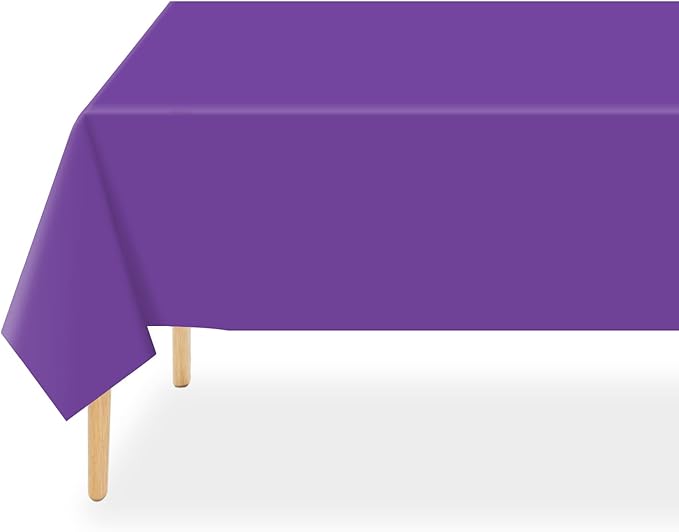 QIKSION Purple Plastic Table Cloth Disposable 6 Pack, 54 x 108 Inch Tablecloths for Party, Birthday, Graduation, Halloween Decorations, Rectangle Table Cover