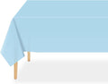 QIKSION Light Blue Plastic Table Cloth Disposable 12 Pack, 54 x 108 Inch Tablecloths for Baby Shower Birthday Party, Easter Decorations, Rectangle Table Cover