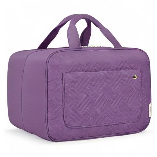 BAGSMART Toiletry Bag Travel Bag with Hanging Hook, Water-resistant Makeup Cosmetic Bag Travel Organizer for Accessories, Shampoo, Full Sized Container, Toiletries (Purple, Large)