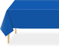 QIKSION Blue Plastic Table Cloth Disposable 12 Pack, 54 x 108 Inch Tablecloths for Patriotic Decorations, Birthday Party, Rectangle Table Cover