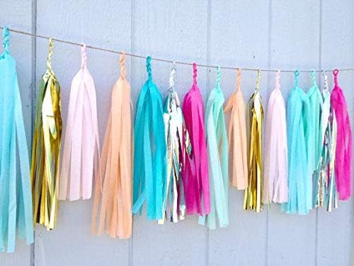9.8in Silver Tissue Paper Tassel DIY Hanging Paper Decorations Party Garland Decor for Parties, Weddings, Festivals, Baby Showers - 20PCS (25cm)