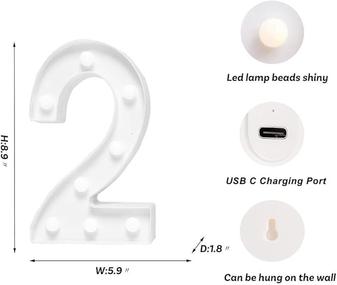 Foaky Rechargeable LED Letter Lights Sign Marquee Light Up Letters Sign for Night Light Wedding/Birthday Party Christmas Lamp Home Bar Decoration (2)