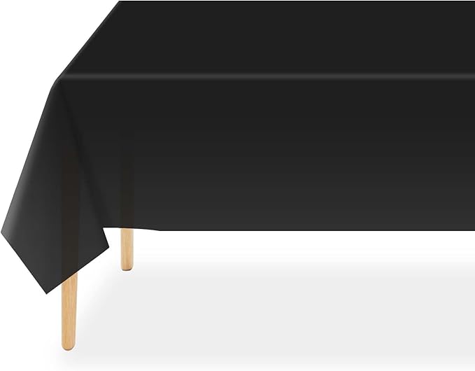 QIKSION Black Plastic Table Cloth Disposable 12 Pack, 54 x 108 Inch Tablecloths for Party, Graduation, Halloween Decorations, Rectangle Table Cover