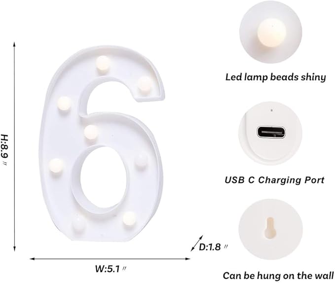 Foaky Rechargeable LED Letter Lights Sign Marquee Light Up Letters Sign for Night Light Wedding/Birthday Party Christmas Lamp Home Bar Decoration (6)