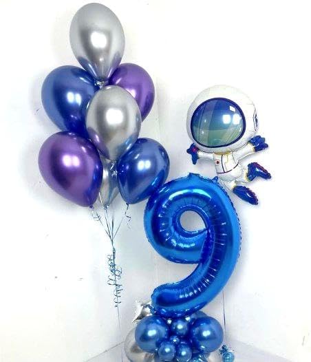 Blue Jumbo Number 90 Balloon 40 Inch, Men Women 90 Birthday Supplies, Foil Helium 90 Birthday Giant Balloon, Mylar Blue Number Balloons Anniversary Decorations