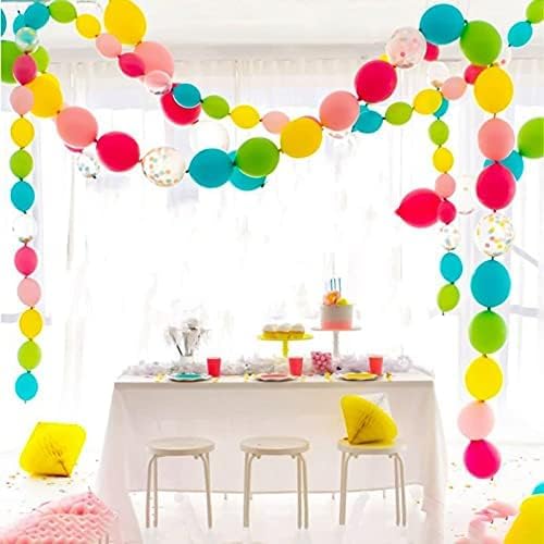 IN-JOOYAA 6 Inch Latex Link Balloons 100 Pcs Quick Link Balloon for Party Decoration(White and Silver)