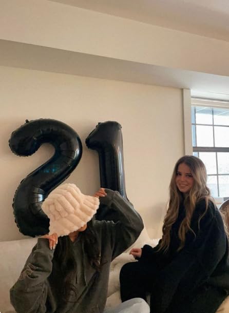 Black Number 21 Balloon 40 inch, Numbers 21 12 Birthday Balloons for Boy Girl, Black Foil 21 Balloon for 21 12 Birthday Party, Anniversary Celebration Decorations