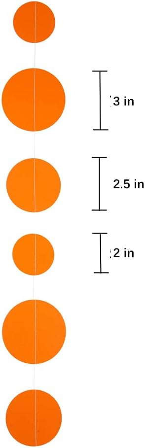 Orange Paper Garland Circle Dot Party Banner Streamer Backdrop Hanging Decorations, 20 Feet in Total