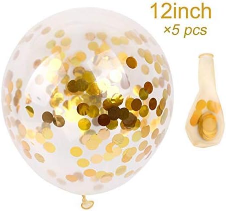 Tellpet Black HAPPY BIRTHDAY Banner with 5 pcs Gold Confetti Balloons