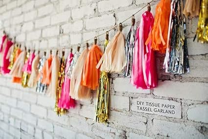 9.8in Tissue Paper Tassel DIY Hanging Paper Decorations Party Garland for Parties, Weddings, Festivals, Baby Showers - 20PCS (Sky Blue 25cm)