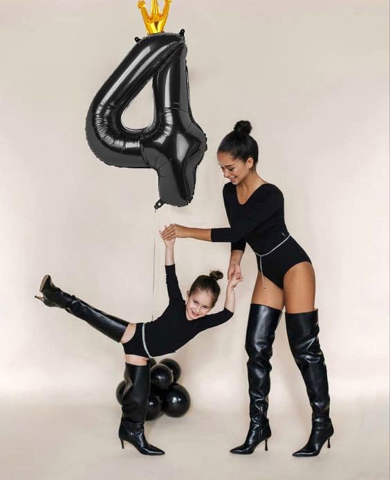 Black 4 Balloon, 40 Inch Number Balloon, 4th Black and Gold Party Decorations, Number 14 40 Balloons, Four Large Numbers for Party Decor, Number 4 Balloon.