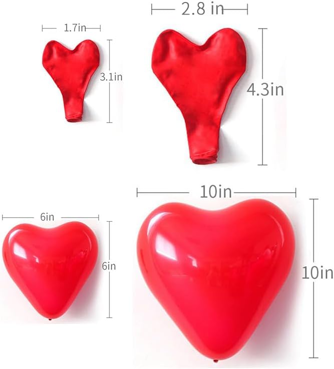 50 10-inch Red Color Heart shaped Latex Balloons for Valentines Day,Propose Marriage,Wedding Party