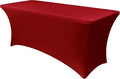 Obstal Spandex Table Cover 6ft Fitted Tablecloth Rectangular - Stretch Rectangle Folding Table Cloth for Birthday Party Wedding Banquet, Dark Red, 72L x 30W Inch