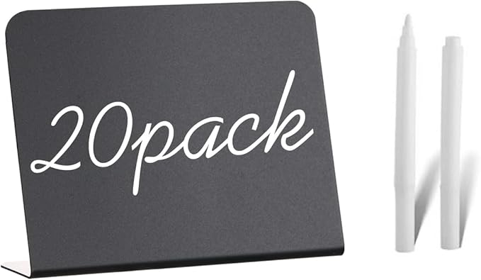 20 Pack Mini Chalkboard Signs - 4"x3" Food & Party Table Signs - Wedding & Bakery