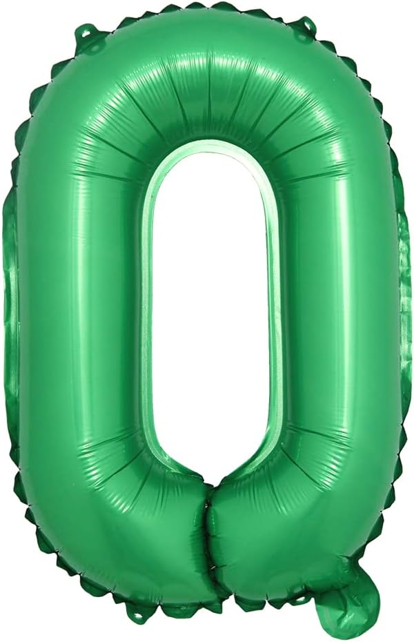 16 inch Green Alphabet Letter and Number Balloons Set Package, Aluminum Hanging Foil Film Banner Mylar Balloon for Birthday Party Decoration Custom Word (A-Z, 0-9) (16 inch Green 0)