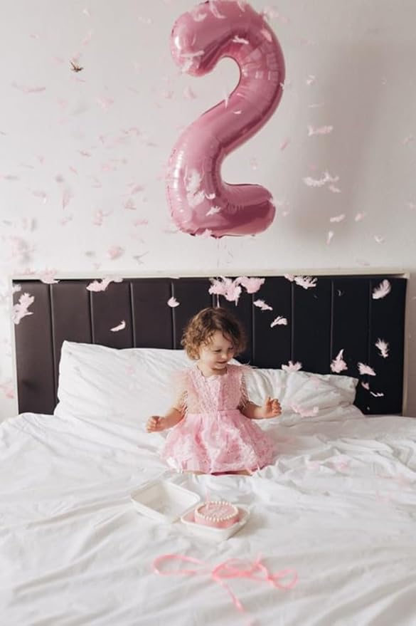 2 Numbers Balloon 40 Inch Pearl Pink Two Balloon Number Birthday Decor, 2nd 12 21st Party Celebration Decorations Graduations Wedding Baby Shower