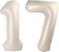 Cream White Number 17 71 Birthday Balloon 40 Inch, Digital Balloons for 17 71 Party Celebration Decorations Supplies, Mylar Foil Numbers Balloon for 17 71 Wedding Anniversary