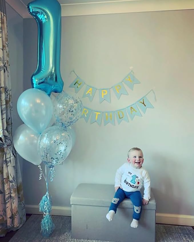 Number 6 Balloon 40 Inch, 6th Birthday Balloon for Boy Girl, Light Blue 16 60 61 65 Numbers Balloons Birthday Party Wedding Events Decorations