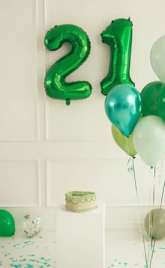 Green Number 17 71 Birthday Balloon 40 Inch, Digital Balloons for 17 71 Party Celebration Decorations Supplies, Mylar Foil Numbers Balloon for 17 71 Wedding Anniversary