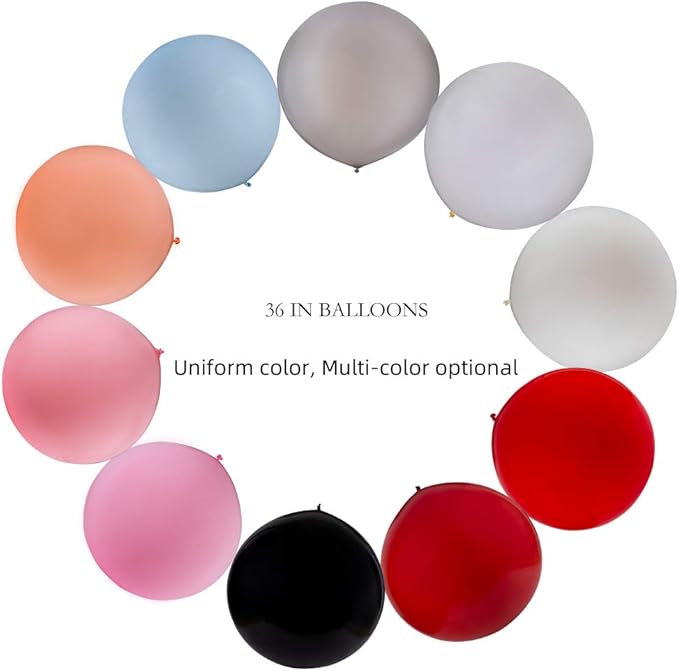 Giant 36 Inch White Balloons - Thick Latex White Big Round Balloons 6 Packs