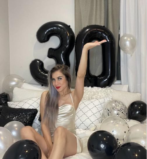 Black 40 Inch 10 Number Balloons, Balloon Decorations for 10 Birthday, Foil Giant 10 Birthday Graduations Anniversary Party