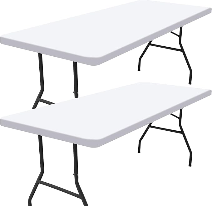 Smiry 2 Pack Rectangle Picnic Table Cloth, Waterproof Elastic Fitted Tablecloths, Washable Polyester Rectangular Patio Table Cover for Camping, Indoor and Outdoor (White, 30"x96")