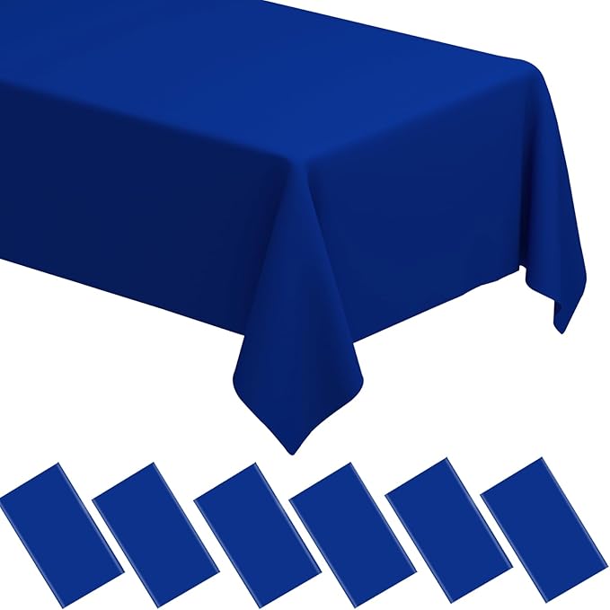 WNINK 6 Pack Royal Blue Tablecloths Disposable Table Covers 54" x 108" Table Cloths for BBQ Birthday Picnic Bridal Shower Wedding Plastic Table Cloths for Parties Fits 6 to 8 Foot Rectangle Tables