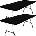 Smiry 2 Pack Rectangle Picnic Table Cloth, Waterproof Elastic Fitted Tablecloths, Washable Polyester Rectangular Patio Table Cover for Camping, Indoor and Outdoor (Black, 18"x72")