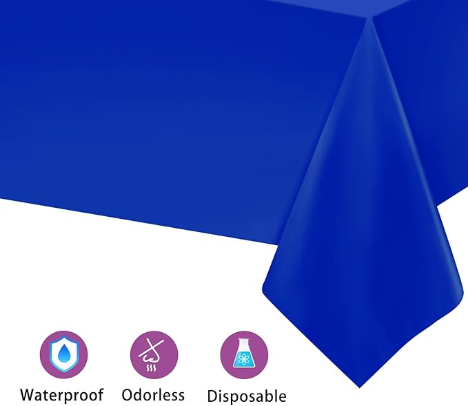 Kopokita 2PCS Royal Blue Plastic Tablecloths 54 x 108 Inch, Disposable Table Cloths Rectangle Party Table Covers