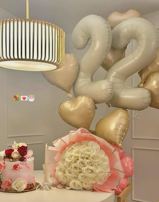 40 Inch Cream White Mylar Foil Number 26 62 Birthday Balloon, 26 Boy Girl Party Decorations Supplies, Big Helium Balloons Numbers for 26 62 Men Women Anniversary