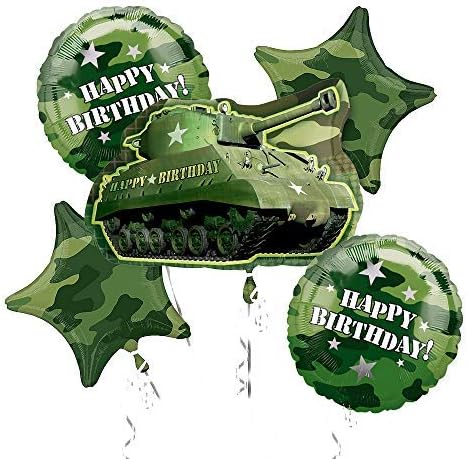 Army Tank Camouflage Party Supplies Birthday Balloon Bouquet Decorations