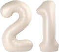 Cream White Number 21 12 Balloon 40 inch, Numbers 21 12 Birthday Balloons for Boy Girl, Cream White Foil 21 Balloon for 21 12 Birthday Party, Anniversary Celebration Decorations