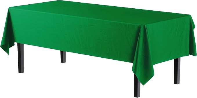 Exquisite Party Solids 6-Pack Premium Plastic Tablecloth 54in. x 108in. Rectangle Plastic Table Cover - Emerald Green