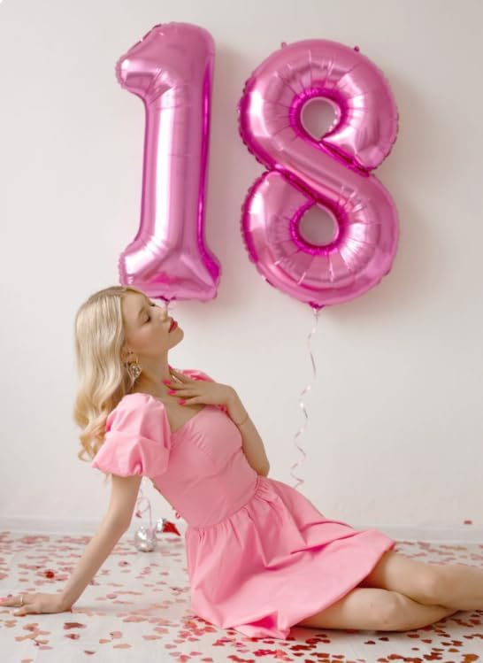 Pink 1 Number Balloon 40 inch, Number 1 Birthday Balloon for Boy Girl, Pink Foil One Balloon for 1st 10 11 12 16 18 Birthday Party, Anniversary Celebration Number Balloons Decorations