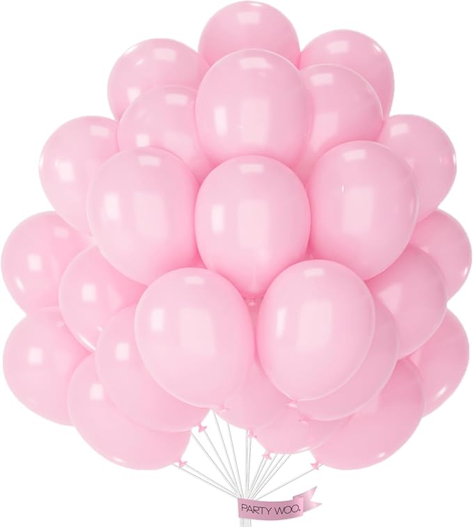 PartyWoo Light Pink Balloons 50pcs 12 Inch Pastel Pale Baby Pink Balloons for Baby Shower Gender Reveal Wedding Princess Butterfly Bachelorette Bridal Shower Birthday Party Decorations Pink-Y48