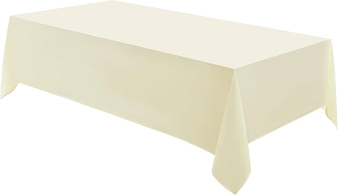 VidaFete 1 Pack Tablecloth 90 * 132inch Rectangle Table Cloth Polyester, Stain Wrinkle Resistant Polyester Dining Table Cover for Kitchen Dinning Party Wedding Tabletop Buffet Decoration(Ivory)