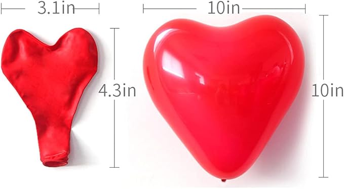 50pcs 10-inch Heart shaped balloons 3 Kinds of Color Latex Balloons for Valentines Day,Propose Marriage,Wedding Party.(red, pink, white)