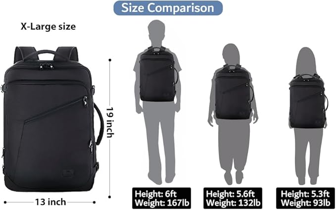MATEIN Carry on Backpack, Extra Large Travel Backpack Expandable Airplane Approved Weekender Bag for Men and Women, Water Resistant Lightweight Daypack for Flight 40L, Black