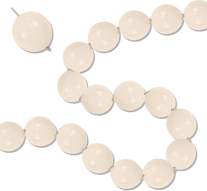 White Sand Linking Balloons, 100PCS 6 Inch Small Ivory Quick Link Balloons for Making Balloon Wall Heart Arch, Tails Balloon for Wedding Birthday Baby Shower Engagement Graduation Party Decorations