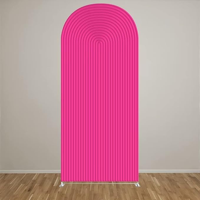 HUAYI Fuchsia Rosy Ripples Pattern Arch Backdrop Cover for Birthday Party Wedding Baby Shower Decorations Chiara Backdrops Arched Wall Frame Stands Covers Props GP-458 3ft * 6ft