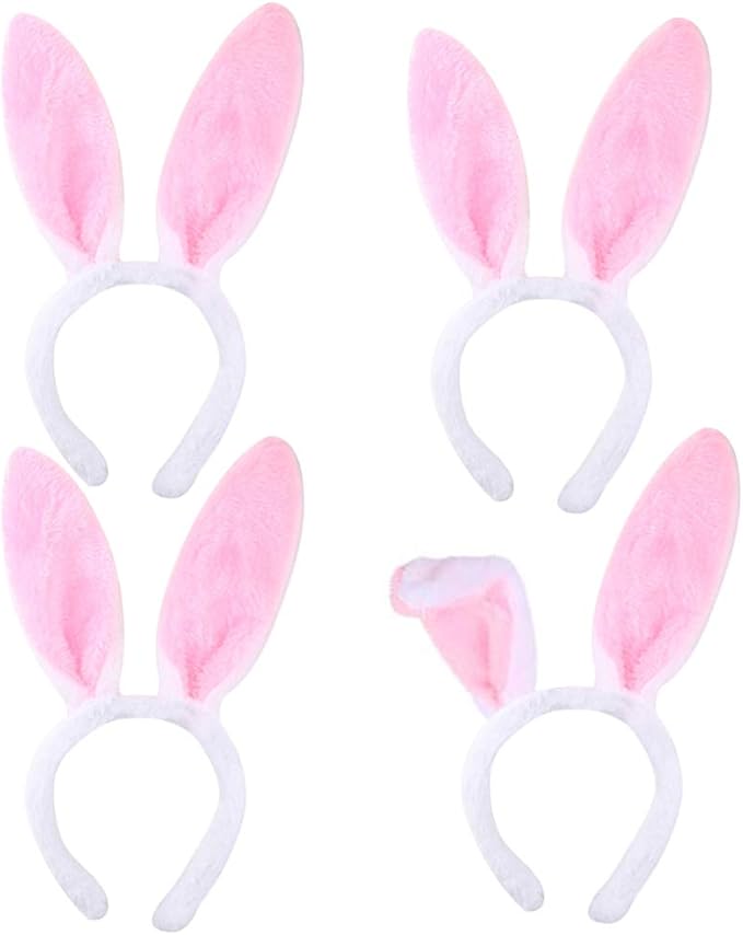 LovesTown Bunny Ears Headbands, 4 PCS Rabbit Ear Hairbands for Easter Party Masquerade Animal Theme Party