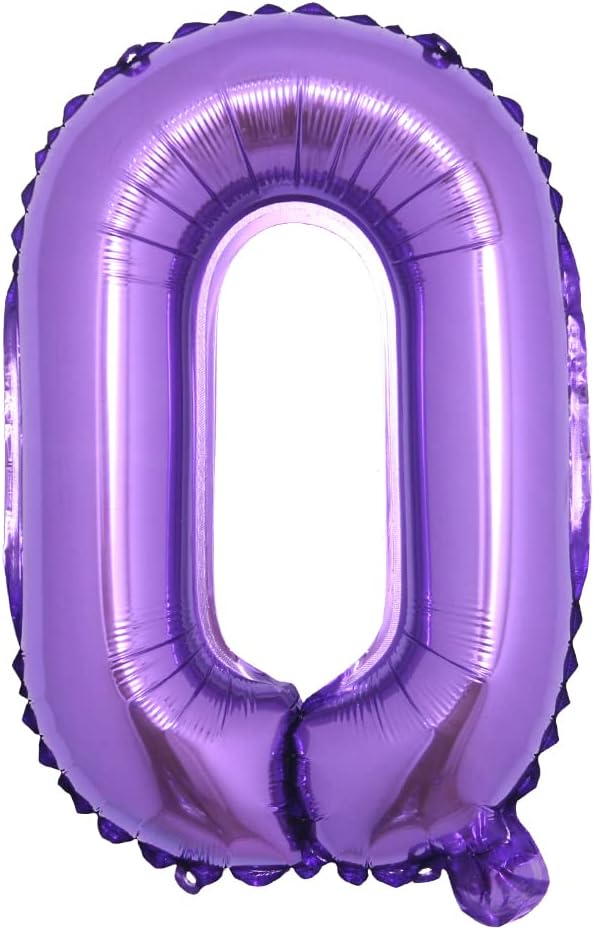 16 inch Purple Alphabet Letter and Number Balloons Set Package, Aluminum Hanging Foil Film Banner Mylar Balloon for Birthday Party Decoration Custom Word (A-Z, 0-9) (16 Inch Purple 0)
