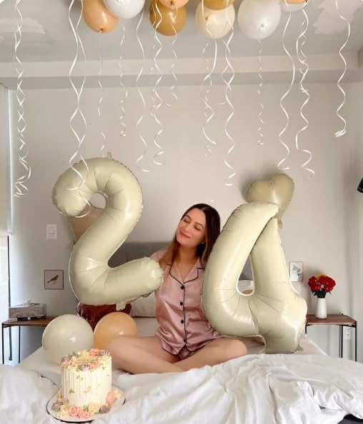 40 Inch Big Cream White 9 Balloon Number, Jumbo Giant Happy 9th 19 29 39 49 99 Birthday Party Decorations, Large Nine Mylar Foil Anniversary Birthday Party Engagement Decorations